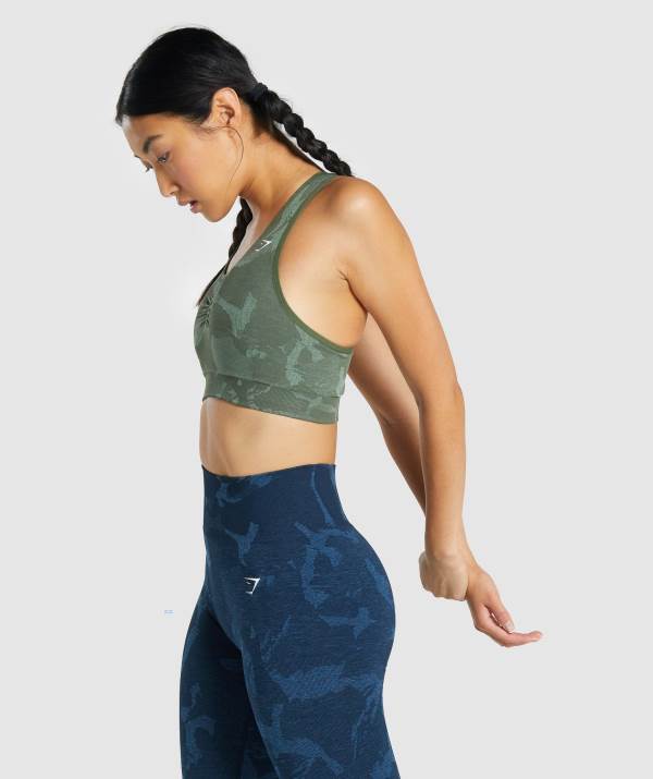 Damske Športové Podprsenky Gymshark Adapt Camo Seamless Racer Back Zelene | HJ8315796